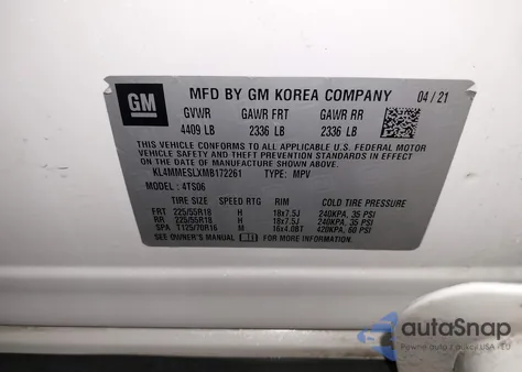 2021 Buick Encore Gx Awd Select from USA, damaged, VIN KL4MMESLXMB172261